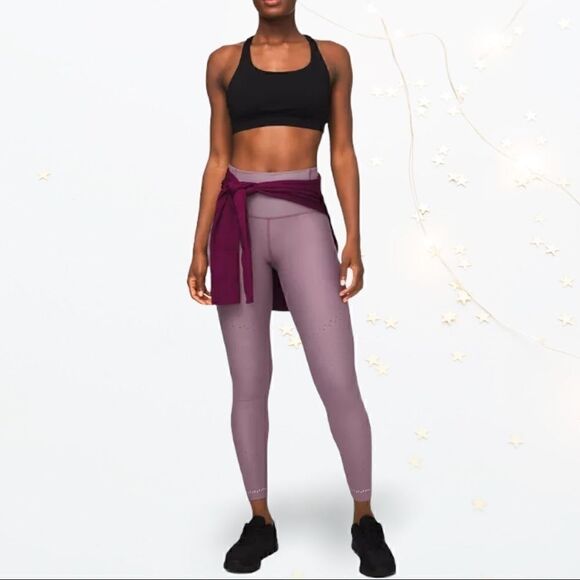 LULULEMON IN FOCUS RUN HIGH-RISE TIGHT FROSTED MULBERRY SIZE 10 LEGGINGS NWT NEW - Picture 2 of 11